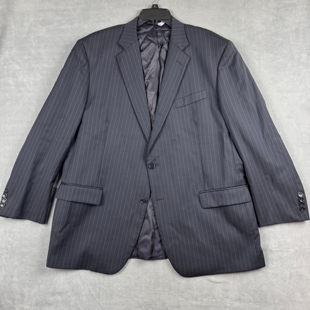 Brooks Brothers 1818 Madison Pinstripe Wool Blazer Navy Blue 48R USA Made